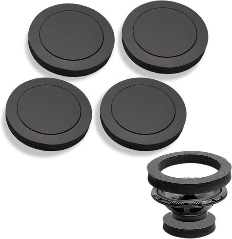 4 PCS Car Audio Speaker Sound Concentration Pad, 7.67" OD 5.53" ID Door Sound Insulation Speaker Slow Rebound Sealing Pad, Self-Adhesive Mounting Accessories, for Cars, Trucks, SUVs (Black) in Saudi Arabia