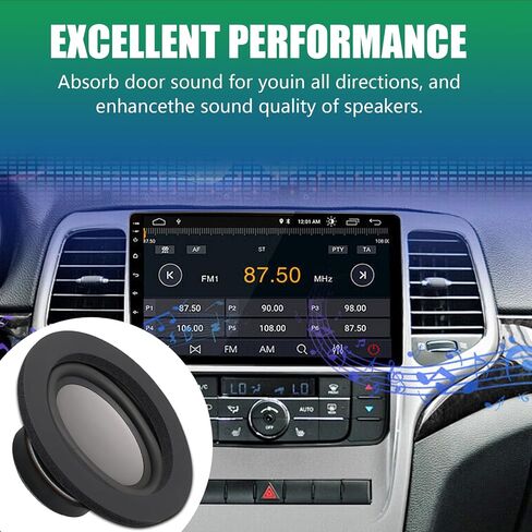 4 PCS Car Audio Speaker Sound Concentration Pad, 7.67" OD 5.53" ID Door Sound Insulation Speaker Slow Rebound Sealing Pad, Self-Adhesive Mounting Accessories, for Cars, Trucks, SUVs (Black) in Saudi Arabia