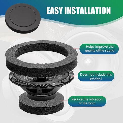 4 PCS Car Audio Speaker Sound Concentration Pad, 7.67" OD 5.53" ID Door Sound Insulation Speaker Slow Rebound Sealing Pad, Self-Adhesive Mounting Accessories, for Cars, Trucks, SUVs (Black) in Saudi Arabia