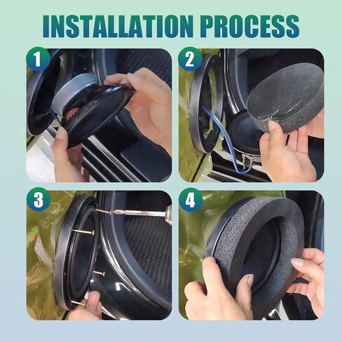 4 PCS Car Audio Speaker Sound Concentration Pad, 7.67" OD 5.53" ID Door Sound Insulation Speaker Slow Rebound Sealing Pad, Self-Adhesive Mounting Accessories, for Cars, Trucks, SUVs (Black) in Saudi Arabia