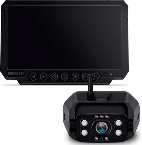 RV Trailer Backup Camera Wireless 2-Cameras: Easy Setup Plug and Play for Furrion Pre-Wired System Recording 7" Touch Key Monitor HD 1080P Truck Camper Fifth Wheel Rear View Cam 4-Channel DoHonest V23 in Kuwait