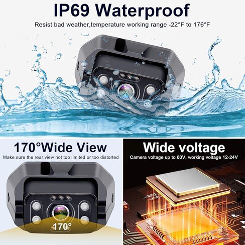 RV Trailer Backup Camera Wireless 2-Cameras: Easy Setup Plug and Play for Furrion Pre-Wired System Recording 7" Touch Key Monitor HD 1080P Truck Camper Fifth Wheel Rear View Cam 4-Channel DoHonest V23 in Kuwait