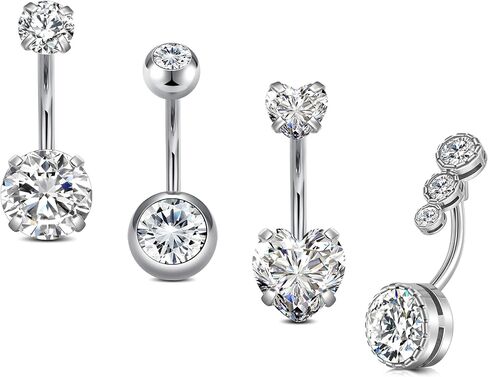 14G الفولاذ المقاوم للصدأ البطن زر Rins، القلب تشيكوسلوفاكيا البطن الحديد الثقب، لطيف السرة ثقب المجوهرات للنساء in Saudi Arabia
