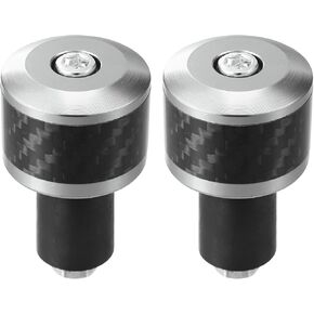 Motorcycle Handlebar End Plug Aluminum Alloy 7/8" 22mm Fashionable | Front Handle Bar Grips Cap Gear Balanced Plug Silver Tone 2 Pcs