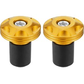 Motorcycle Handlebar End Plug Aluminum Alloy 7/8" 22mm 32mm OD Fashionable | Front Handle Bar Grips Cap Gear Balanced Plug Gold Tone 2 Pcs