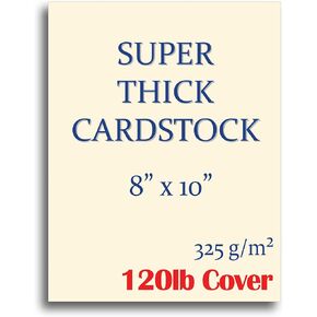 Thick & Heavy Cardstock - 120lb Cover - 8" x 10" Natural Cream - 325gsm 15pt Thick Paper - Index, Flash & Post Card Stock (15 Pack)