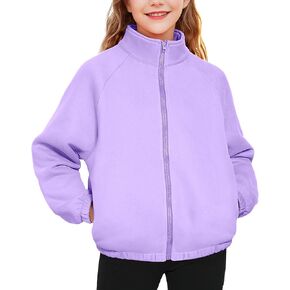 KEREDA Girls Fleece Jacket for Kids Fall Winter Coat Zip Up Girls Sweatshirt Warm Clothes with Pockets 7-14 Years