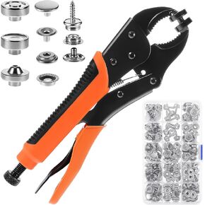 Heavy Duty Snap Fastener Tool kit - Adjustable Snap Setter Tool with 60-Set 15mm Snaps，Snap Button Installation Tool Kit for Replacing Boat Covers Metal Snaps, Canvas, Sewing, Tarps