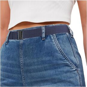 SANSTHS No Show Elastic Stretch Belts for Women and Men Invisible Flat Buckle Waist Belts Adjustable for Jeans Pants Dresses