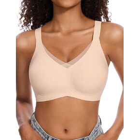 Vinfact Womens V Lace Wireless Bras No Underwire Comfort Push Up Crossover Bras Seamless Full Coverage Bralettes T Shirt Bra