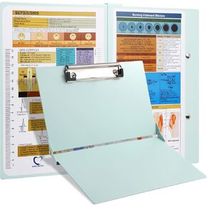 Nursing Clipboard with Nursing and Medical Edition Cheat Sheets - Aluminum Foldable Nurse Clip Boards Essential Accessory for Efficient Patient Care