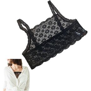 Women's Lace Bralette Cami Lace Half Camisole Crop Top Antti Peep Cleavage Cover Up Overlay Modesty Panel Vest Cami