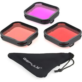 3-Pack Dive Filters for GoPro Hero 8 9 10 11 12 Official Waterproof Housing Case (Red, Light Red, Magenta Filters) - Color Correction in Deep Diving/Scuba Snorkeling/Underwater Photography