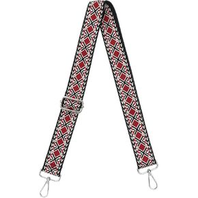 uxcell Purse Strap Replacement, 27.5-53inch Adjustable Polyester Stylish 1.5inch Wide Crossbody Shoulder Strap for Handbag Guitar(Red, Silver Buckle)