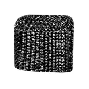 Sparkly Car Trash Car,Hanging Garbage Can with Lid Bling Rhinestone Trash Bin,Litter Container for Vehicle,Office,Home (White)