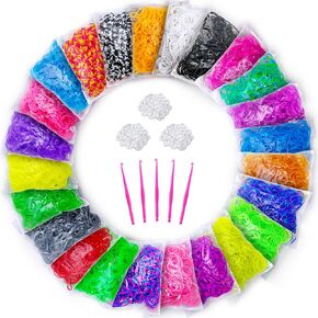 ROSHUKG 5100 Rubber Band Refill Kit, 24 Colors Rubber Band Making Kit for Kids Weaving DIY Crafting Gift