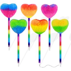 Abhay 6 Pack Fluffy Pen Colorful Fluffy Ball Pen Girls Pen Creative Rainbow pom pom Pen for girls Party Supplies