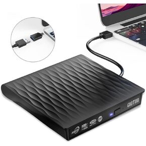 YOTUO External CD Drive, Portable USB 3.0 Type-C CD/DVD RW Drive Player, CD ROM Rewriter Burner Optical Disc Drive Compatible with Laptop Desktop PC for Windows 7/8/11/10 Mac MacBook Pro/Air