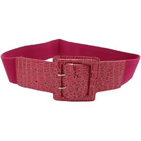 Women Fashion Stretch Wide Belt High Waist Hip Big Square Buckle Fit Size M L Pink