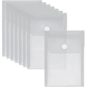 20 Pcs 5 x 7 Inches Small Plastic Envelopes Clear File Folder Pouches Waterproof Receipt Envelopes for Documents Stamp and Die Storage Pockets with Hook and Loop Closure
