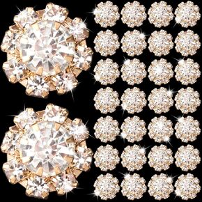 30 جهاز كمبيوتر شخصى 12mm كريستال حجر الراين أزرار الفضة زهرة بروش الزينة فلاتباك الزفاف ملحق الزفاف للحرف اليدوية DIY صنع المجوهرات النساء الفتيات DIY الملابس أكياس الأحذية باقة الديكور