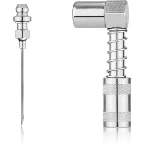 3pcs 90 Degree Needle Grease Fitting Set, Grease Coupler Adapter, Needle Nozzle Grease Injector Needle with Cap Grease Gun Accessory Kit for Hard-to-Reach Grease Zerk Fitting