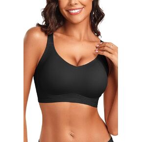 Vertvie Wireless Push Up Bras for Women Seamless Full Coverage Supportive Lift Bra Comfortable Sport Everyday Bras (XX-Large,Black)