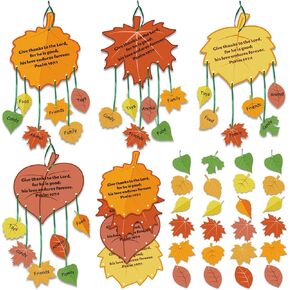 Geyee 16 Kits Thankful Leaves Craft Kit for Kid Bible Christian Crafts Kit Fall Arts and Crafts for Kids Fall Activities for Kids DIY and Fun Home Activities