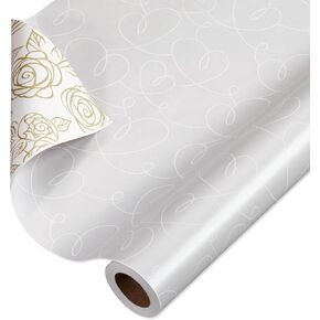 American Greetings 175 sq. ft. Reversible Wrapping Paper for Weddings, Anniversaries, Bridal Showers and All Occasions, Hand-Drawn Hearts (1 Roll, 30 in x 70 ft.)