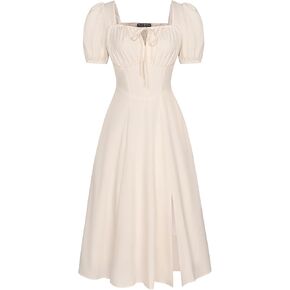 Scarlet Darkness Renaissance Dress for Women Milkmaid Corset Dresses with Slit
