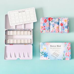 Empty Watercolor Palette, Metal Tin Palette for Artist Watercolors,Unique Pattern Metal Watercolor Paint Tin for Watercolors Oils and Gouache (12 Wells)
