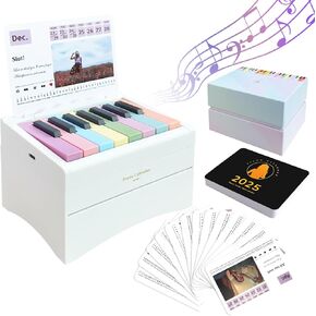 Piano Desk Calendar 2025, Playable Piano Desk Calendar 2025, Swift Mini Piano Calendar With 52 Music Scores, Mini Piano Calendar 27 Cards Gifts for Swift Fans Home Decor - White