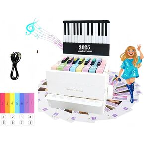 Playable Piano Desk Calendar 2025,Piano Calendar,White Mini Piano Calendar,With 52 Music Scores in 27 Cards,Great Gift for Family and Friends (White 2025) in Kuwait