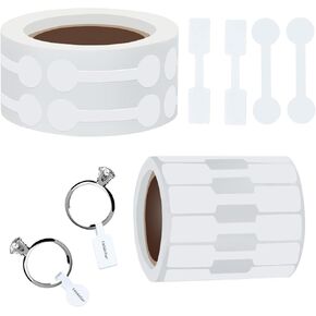 1000PCS Price Tag Stickers, Blank Jewelry Tags Self Adhesive Cable Labels Tags Rectangle and Round Jewelry Price Tags for Bracelets Necklaces Earrings Rings Price Display (White)