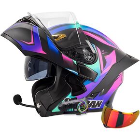 Bluetooth Modular Motorcycle Helmets Motorcycle Helmets for Men DOT Approved Flip up Full Face Motorcycle Helmet Built-in Dual Speaker with Microphone for Adult Men and Women