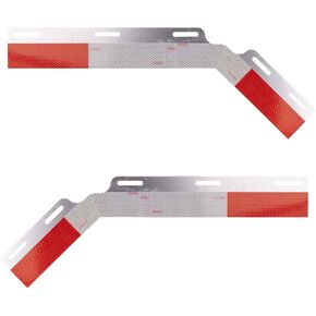 Aluminum Mud Flap Reflective Strip Kit with DOT-2 Certified Reflective Strips 24"x 3" - for Rear Mud Flap Hangers - Pack of 2 pcs (1 Pair), Equal Angle Down Type