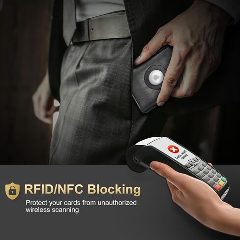 محفظة للرجال مع جيب للعملات المعدنية وحماية RFID - محفظة للرجال مع إغلاق مغناطيسي وآلية منبثقة - محفظة حامل بطاقات للرجال والنساء (بطاقة AirTag غير متضمنة) in Saudi Arabia