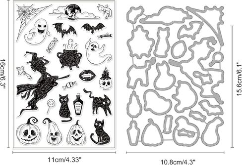 ORIGACH Autumn Harvest Clear Stamps and Dies Set, Autumn Pumpkin Scarecrows Truck Silicone Stamps and Metal Die Cut for Card Making Thanksgiving Scrapbooking Journal Crafting in Saudi Arabia