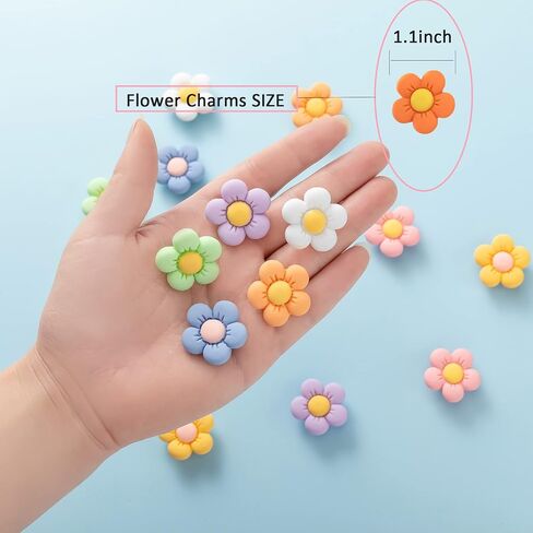 Flower Shoe Charms for Croc Clog Sandals Bracelets Accessories Decoration, Summer Cute Daisy Shoe Charms for Adults Women Birthday Party Favor in Saudi Arabia