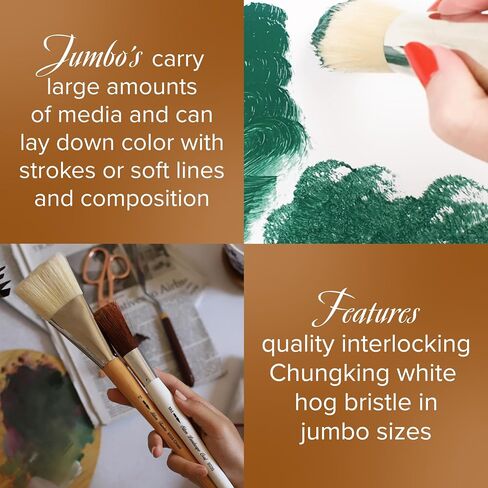 Silver Brush Limited 800050 Silver Jumbo Round Brush, Large Murals, Easel Painters and Furniture, Size 50, Mid Length Handle in Saudi Arabia