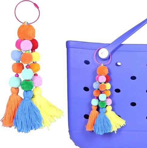 MOTOFITOOL بوم بومس وشرابة سحر الملحقات لحقيبة بوج وحمل الجنوب ببساطة، إدراج ديكور لحقيبة الشاطئ حقيبة حمل الشاطئ in Kuwait