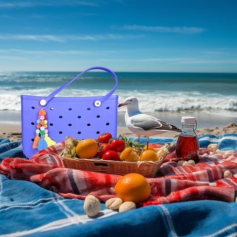 MOTOFITOOL بوم بومس وشرابة سحر الملحقات لحقيبة بوج وحمل الجنوب ببساطة، إدراج ديكور لحقيبة الشاطئ حقيبة حمل الشاطئ in Kuwait