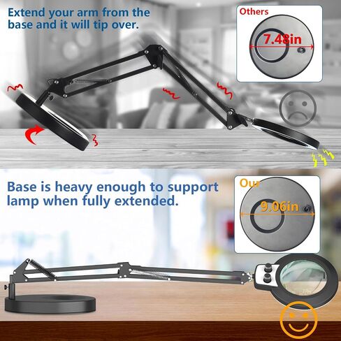 10X Magnifying Glass with Light Hands Free, 2024 New Upgrade Infinite Color and Brightness Magnifying Desk Lamp & Clamp, 2-in-1 LED Lighted Magnifier Stand for Craft Reading Hobby Close Work in Saudi Arabia