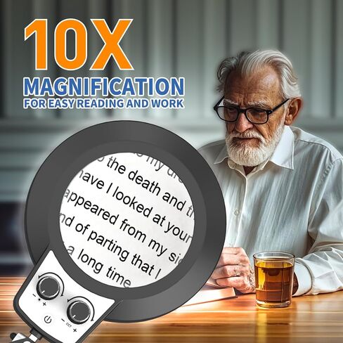 10X Magnifying Glass with Light Hands Free, 2024 New Upgrade Infinite Color and Brightness Magnifying Desk Lamp & Clamp, 2-in-1 LED Lighted Magnifier Stand for Craft Reading Hobby Close Work in Saudi Arabia