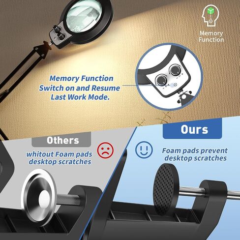 10X Magnifying Glass with Light Hands Free, 2024 New Upgrade Infinite Color and Brightness Magnifying Desk Lamp & Clamp, 2-in-1 LED Lighted Magnifier Stand for Craft Reading Hobby Close Work in Saudi Arabia