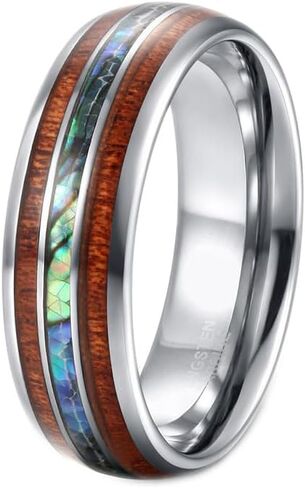 Giwotu Titanium Colorful Natural Abalone Shell Inlay Stainless Steel Ring for Women Men Mother of Pearl Sea Rippled Wedding Promise Couples Engagement Bands Party Confession Friendship Casual Match in Kuwait