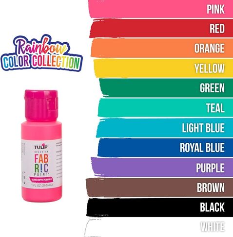 TULIP Soft Paint Kits 44887 Sfpt Multi 1Oz 12Pk Rainbow Color Collection, 1 Fl Oz (Pack of 12), As Detailed in Saudi Arabia