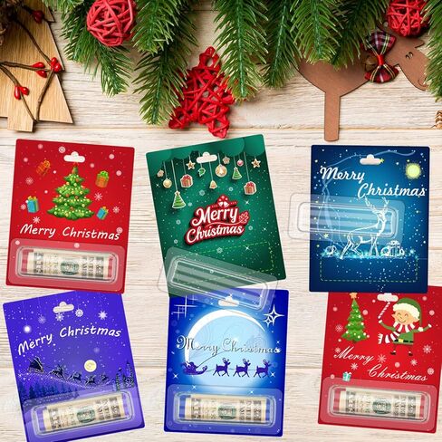 Mviioe 12 قطعة من حوامل أموال عيد الميلاد للنقود وبطاقات عيد الميلاد المضحكة والحلي مع غطاء لزينة عيد الميلاد هدية نقدية لشجرة عيد الميلاد ملحقات معلقة in Kuwait