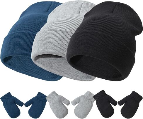 Baby Hats and Mittens Set Infant Toddler Beanie Caps Newborn Gloves for Baby in Saudi Arabia