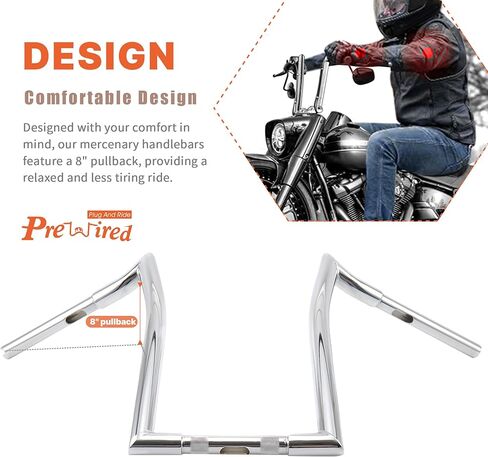 مقود 1-1/4 بوصة سمين 10 بوصة من الكروم Rise Aggressive Ape متوافق مع 1996-2013 Harley Road Glide 1995-up Road King Sportster XL Dyna Softail in Kuwait